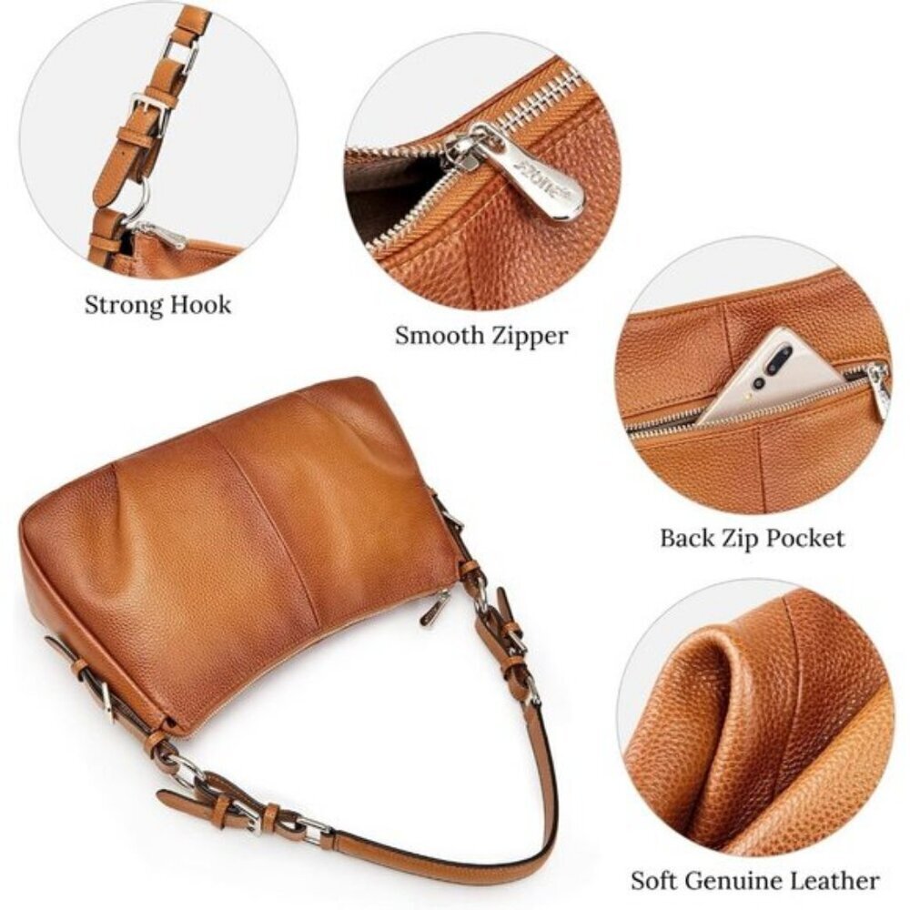 🆕Womens Brown Genuine Leather Shoulder Bag Top Handle Handbag Ladies Purses - Picture 11 of 15